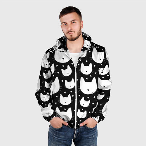 Мужская ветровка Love Cats Pattern / 3D-Белый – фото 3