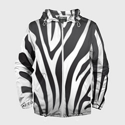 Ветровка с капюшоном мужская Африканская зебра, цвет: 3D-белый
