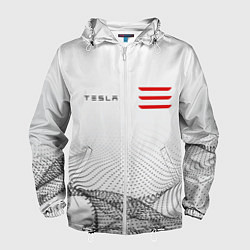 Ветровка с капюшоном мужская Tesla Motors, цвет: 3D-белый