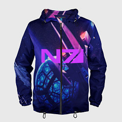 Ветровка с капюшоном мужская N7: Neon Space, цвет: 3D-черный