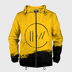 Ветровка с капюшоном мужская 21 Pilots: Yellow Logo, цвет: 3D-черный