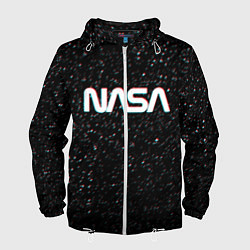 Ветровка с капюшоном мужская NASA: Space Glitch, цвет: 3D-белый