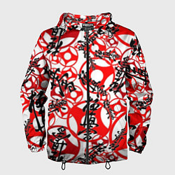 Ветровка с капюшоном мужская Каратэ киокушинкай - эмблемы, цвет: 3D-черный