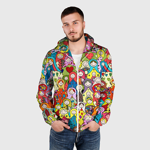 Мужская ветровка Весёлые матрешки / 3D-Белый – фото 3