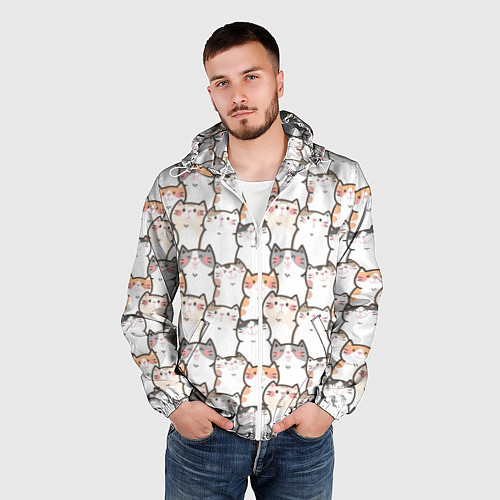 Мужская ветровка Кошки котики коты / 3D-Белый – фото 3