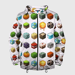 Ветровка с капюшоном мужская Minecraft Cubes, цвет: 3D-черный