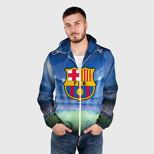 Мужская ветровка FC Barcelona / 3D-Белый – фото 3