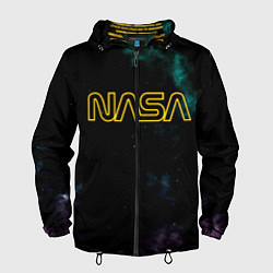 Ветровка с капюшоном мужская NASA Vision Mission and Core Values на спине, цвет: 3D-черный