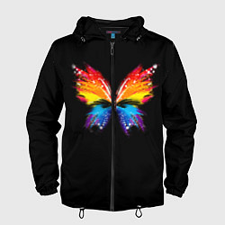 Ветровка с капюшоном мужская Бабочка, цвет: 3D-черный
