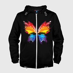 Ветровка с капюшоном мужская Бабочка, цвет: 3D-белый