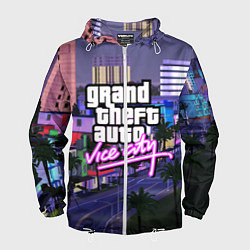 Ветровка с капюшоном мужская Grand Theft Auto Vice City, цвет: 3D-белый