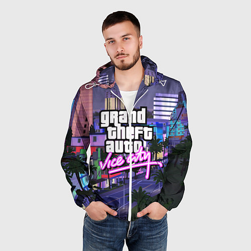 Мужская ветровка Grand Theft Auto Vice City / 3D-Белый – фото 3