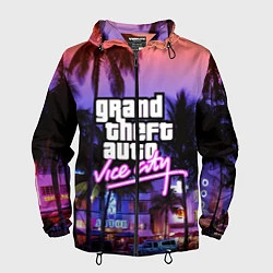 Ветровка с капюшоном мужская Grand Theft Auto Vice City, цвет: 3D-черный