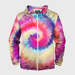 Ветровка с капюшоном мужская Tie Dye vortex, цвет: 3D-белый