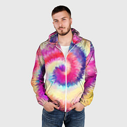 Ветровка с капюшоном мужская Tie Dye vortex, цвет: 3D-белый — фото 2