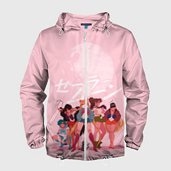 Ветровка с капюшоном мужская PINK SAILOR MOON, цвет: 3D-белый
