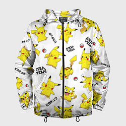 Ветровка с капюшоном мужская ПИКАЧУ, цвет: 3D-черный