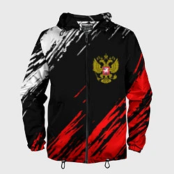 Ветровка с капюшоном мужская РОССИЯ, цвет: 3D-черный