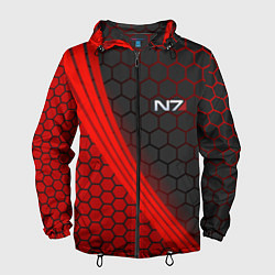 Ветровка с капюшоном мужская Mass Effect N7, цвет: 3D-черный