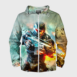 Ветровка с капюшоном мужская CRYSIS, цвет: 3D-белый