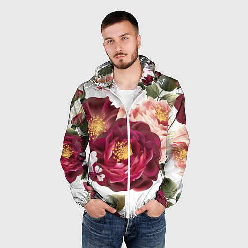 Мужская ветровка Розы / 3D-Белый – фото 3