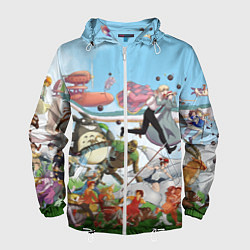 Ветровка с капюшоном мужская Studio Ghibli, цвет: 3D-белый