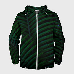 Ветровка с капюшоном мужская Пальмовые листья, цвет: 3D-белый