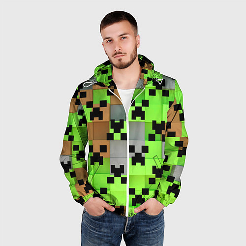 Мужская ветровка Minecraft / 3D-Белый – фото 3
