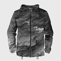 Ветровка с капюшоном мужская Серые облака, цвет: 3D-черный