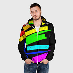 Ветровка с капюшоном мужская НЕОНОВЫЕ КРАСКИ, цвет: 3D-белый — фото 2