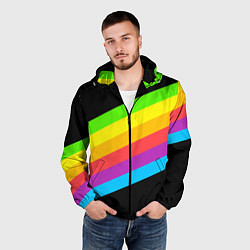 Ветровка с капюшоном мужская НЕОНОВЫЕ ЛИНИИ, цвет: 3D-черный — фото 2
