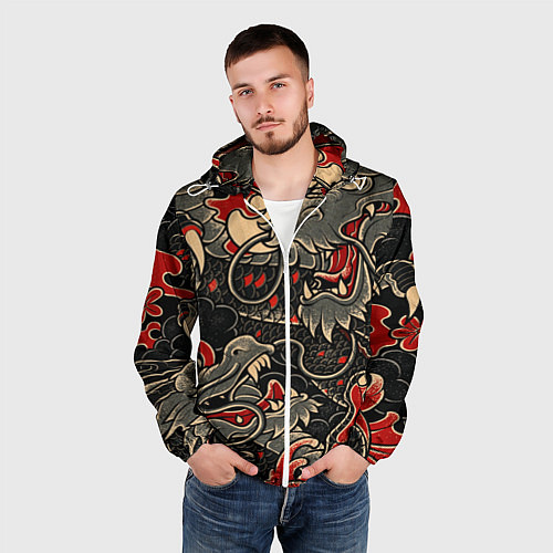 Мужская ветровка Dsquared tatoo DRAGON / 3D-Белый – фото 3