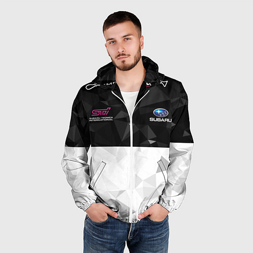 Мужская ветровка SUBARU WRX STI спина Z / 3D-Белый – фото 3
