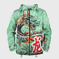 Ветровка с капюшоном мужская Изумрудный дракон, цвет: 3D-черный