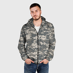 Ветровка с капюшоном мужская Цифровой камуфляж, цвет: 3D-черный — фото 2