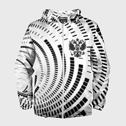 Ветровка с капюшоном мужская Россия, цвет: 3D-белый