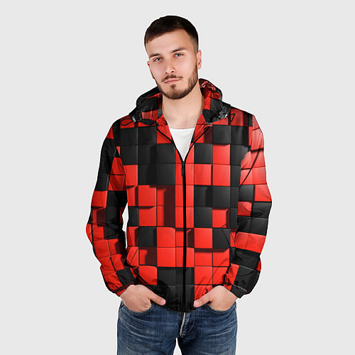 Мужская ветровка КУБИКИ 3D / 3D-Черный – фото 3
