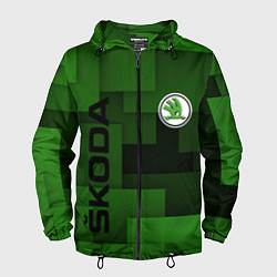 Ветровка с капюшоном мужская SKODA, цвет: 3D-черный