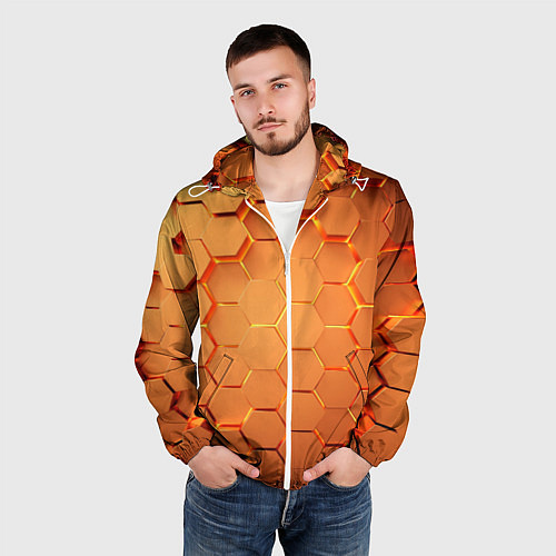 Мужская ветровка Золотые 3D плиты / 3D-Белый – фото 3