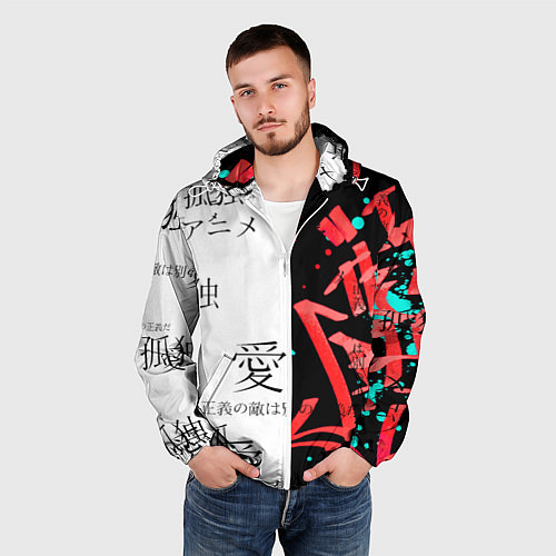 Мужская ветровка Японские надписи / 3D-Белый – фото 3