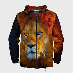 Ветровка с капюшоном мужская Лев 3D, цвет: 3D-черный