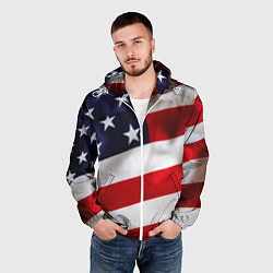 Ветровка с капюшоном мужская США USA, цвет: 3D-белый — фото 2