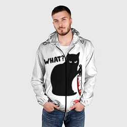 Ветровка с капюшоном мужская What Cat, цвет: 3D-черный — фото 2