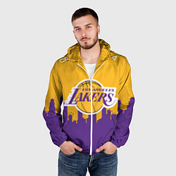 Ветровка с капюшоном мужская LOS ANGELES LAKERS, цвет: 3D-белый — фото 2