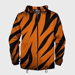 Ветровка с капюшоном мужская Текстура тигра, цвет: 3D-черный