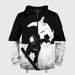 Ветровка с капюшоном мужская Сноубордисты, цвет: 3D-черный