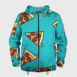 Ветровка с капюшоном мужская Пицца, цвет: 3D-черный