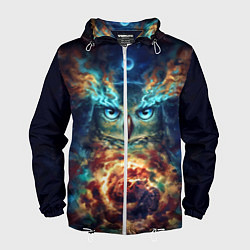 Ветровка с капюшоном мужская Сова Космос, цвет: 3D-белый