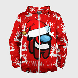 Ветровка с капюшоном мужская Новый Год Среди Нас!, цвет: 3D-белый