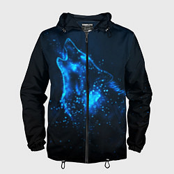 Ветровка с капюшоном мужская Космический Волк, цвет: 3D-черный